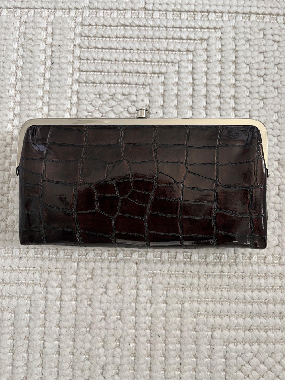 Diverso Italy Brown Croc Patent Wallet/Clutch